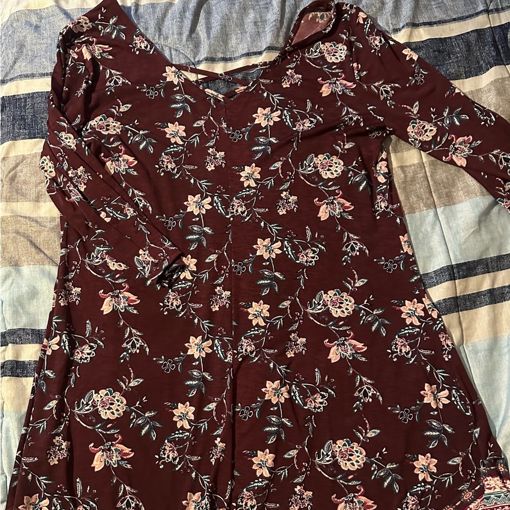 Three Pink Hearts Floral Crisscross Top